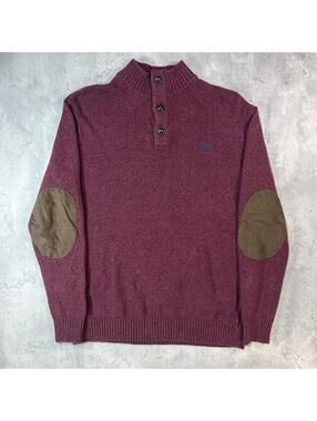 Vintage Burgundy Chaps Knit 1/4 Button Up Sweater